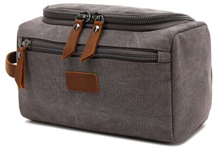 Soperwillton Mannen Reizen Toilettas Weekendtas Verpakking Cubes Tassen Dopp Kit Voor Mannen Canvas Lederen Reistas #601 grijs