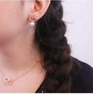 Sophia oorbellen - Oostenrijks kristal Wit en roségoud