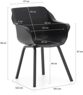 Sophie Element dining armstoel - Carbon Black - Alu poot Zwart