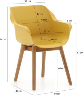 Sophie Studio dining armstoel - Curry Yellow - Teak poot Geel