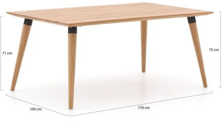 Sophie Studio Teak Tuintafel 170x100x75 Cm - Tafelpoten Zwart Bruin