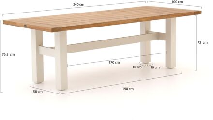 Sophie Yasmani Tuintafel 240 Cm Naturel Teak - Wit H-Frame Bruin