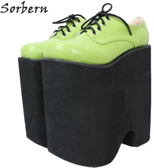 Sorbern Green Punk Style Women Pumps Thick Platform Shoe Lace Up Lolita Shoes Custom Colors Extreme High Heel Pump Heeled