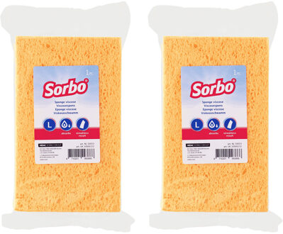 Sorbo 2x Huishoud producten afwas/schoonmaaksponsjes 16 cm - Sponzen Geel