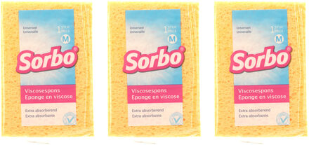 Sorbo 3x Viscose sponzen/schoonmaaksponzen 14 cm - Streeploos resultaat - Huishoudelijke producten - Huishouden - Schoonmaken/afwassen