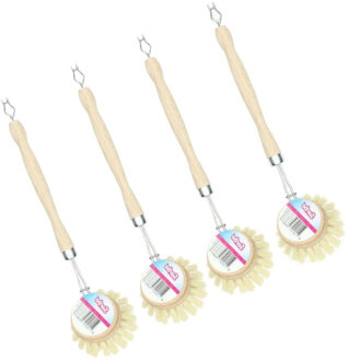 Sorbo afwasborstel - 4x - met ophanghaak - hout - vezelharen