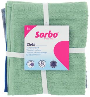 Sorbo Badstof vaatdoeken set a 3 stuks Multikleur