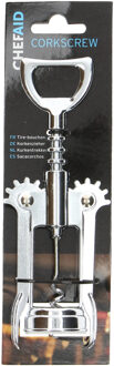 Sorbo Kurkentrekker/flessenopener - RVS - zilver - 14 cm - Kurkentrekkers Zilverkleurig