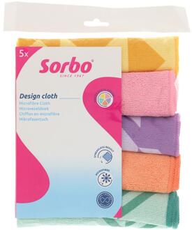 Sorbo Microvezeldoek pastel prints 5st verschillende