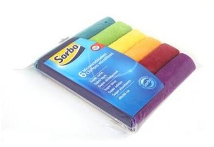 Sorbo Microvezeldoeken Ass. 6St. Kleur 40Cm x 40Cm Multikleur