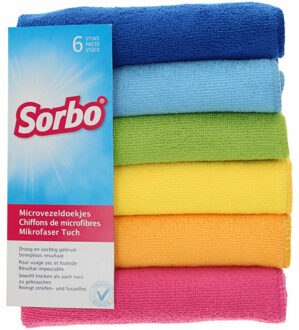 Sorbo Microvezeldoeken gekleurd - 6x stuks - 40 x 40 cm - Vaatdoeken microvezel - Micorvezeldoekjes