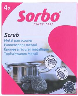 Sorbo Pansponsen metaal 19 gram 4 stuks grijs