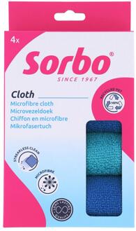 Sorbo Recycled microvezeldoek 4 stuks Blauw