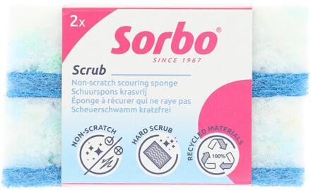 Sorbo Recycled schuurspons krasvrij 2st wit