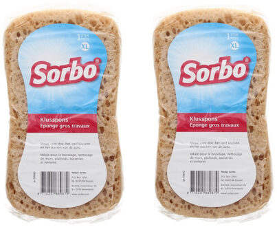 Sorbo Schoonmaakspons - 2x - grote - viscose autospons - 17 x11 cm