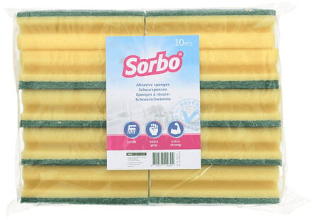Sorbo Schuurspons - 20x stuks - schoonmaakspons - groene schuurvlak - 14x7x4,5 cm - viscose