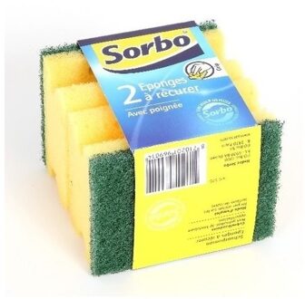 Sorbo Schuursponzen/schuursponsjes - 2x - met handgreep - 9 x 6,5 x 4 cm