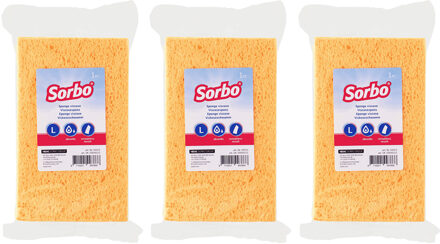 Sorbo viscose sponzen - 3x - schoonmaaksponzen - 16 cm - huishoudelijke producten - streeploos resul
