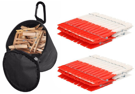 Sorbo Wasknijpers ophangzak met karabijnhaak en 96x kunststof wasknijpers