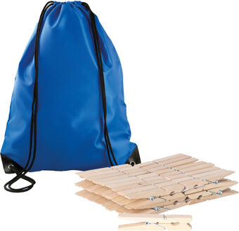 Sorbo Wasknijpers Voordeelzak - met 180x houten wasknijpers - In tasje met hengsels - blauw