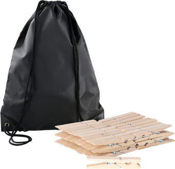 Sorbo Wasknijpers Voordeelzak - met 180x houten wasknijpers - In tasje met hengsels - zwart