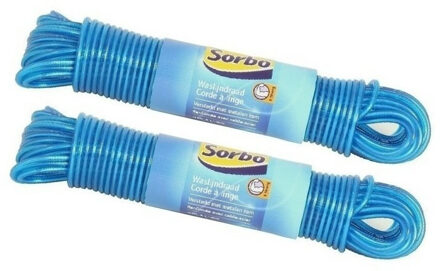 Sorbo waslijndraad / waslijn staal - Set van 4x stuks - 20 meter - drooglijn voor wasgoed