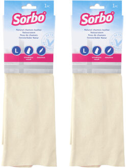 Sorbo Zeemdoeken/zemen lappen - 2x - beige - 35 x 52 cm - natuurzeem