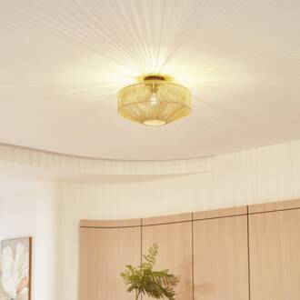 Sorino plafondlamp, papier, ijzer, Ø 40 cm hout, zwart