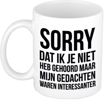 Sorry niet gehoord mijn gedachten interessanter cadeau koffiemok / theebeker wit - feest mokken Multikleur