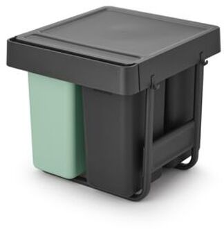 Sort & Go Inbouw Prullenbak - 10 + 10 + 20 l - Jade Green en Dark Grey Grijs