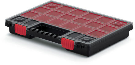 Sorteer box/vakjes koffer - spijkers/schroeven/kleine spullen - 13-vaks - 34 x 25 x 5 cm - zwart
