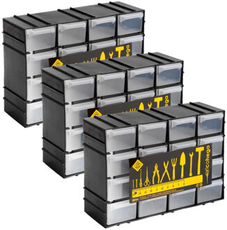 Sorteerbakjes spijkers/schroeven - 3x stuks - 16 lades - 22 x 8 x 15 cm - opbergkastjes - ophangbaar