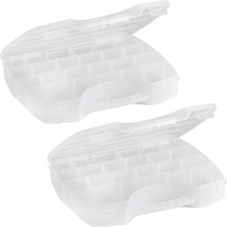Sorteerbox - 2x - 13-vaks - transparant - 25 x 21 x 4 cm - kunststof - opbergdoos