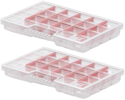 Sorteerbox/vakjes koffer - 2x - spijkers/schroeven/kleine spullen - 20-vaks - 29 x 20 x 3.5 cm