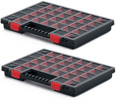 Sorteerbox/vakjes koffer - 2x - spijkers/schroeven/kleine spullen - 30-vaks - 40 x 30 x 5 cm