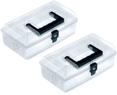 Sorteerbox/vakjes koffer - 2x - spijkers/schroeven/kleine spullen - 5 vaks - 24 x 15 x 8.5 cm