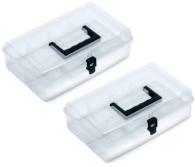 Sorteerbox/vakjes koffer - 2x - spijkers/schroeven/kleine spullen - 5 vaks - 29 x 20 x 8.5 cm