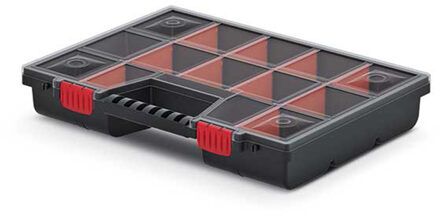 Sorteerbox/vakjes koffer - spijkers/schroeven/kleine spullen - 12-vaks - 39 x 29 x 6.5 cm