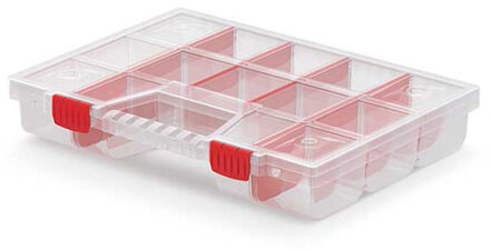 Sorteerbox/vakjes koffer - spijkers/schroeven/kleine spullen - 12-vaks - 39 x 29 x 6.5 cm