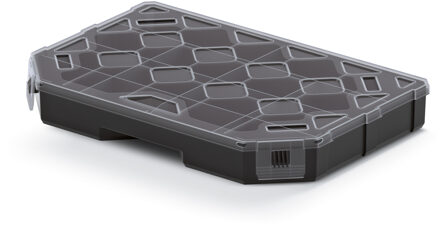 Sorteerbox/vakjes koffer - spijkers/schroeven/kleine spullen - 14 vaks - 28 x 20 x 4 cm Zwart