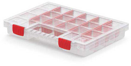 Sorteerbox/vakjes koffer - spijkers/schroeven/kleine spullen - 20-vaks - 34 x 25 x 5 cm