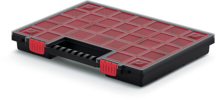 Sorteerbox/vakjes koffer - spijkers/schroeven/kleine spullen - 30-vaks - 40 x 30 x 5 cm Zwart