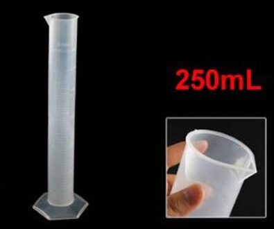 SOSW-250mL Duidelijke Witte Plastic Vloeibare Meting Afgestudeerd Cilinder Voor Lab Set