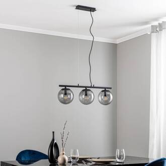 Sotiana hanglamp, 3-lamps, lang, zwart rookgrijs, zwart