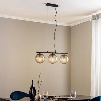 Sotiana hanglamp, 3-lamps, lang, zwart rookgrijs, zwart