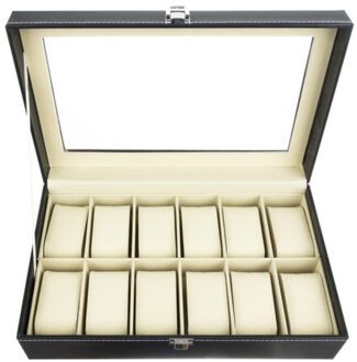 Soulima Horlogebox Paris - zwart - 12 vakjes - sieradenkist - 20 x 30 x 8 cm - organizer