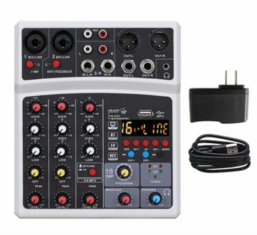 Sound Mixing Console Bluetooth Usb Record Computer Afspelen 48V Phantom Power Vertraging Repaeat Effect 4 Kanalen Usb Audio Mixer zwart-US plug