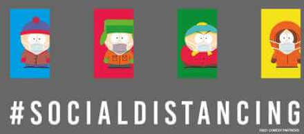 South Park Social Distancing Unisex T-Shirt - Black Tie Dye - XL Zwart