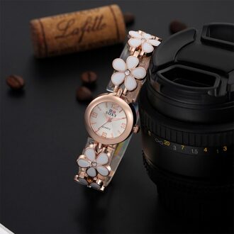 Soxy Luxe Horloge Vrouwen Mode Gouden Horloges Volledige Staal Bloemen Armband Horloge Vrouwen Uur Klok Dames Horloges Lady wit