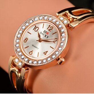 SOXY Top Vrouwen Horloges Rose Goud Quartz Strass horloge Armband Horloges Dames Klok relogio vrouwelijke reloj mujer